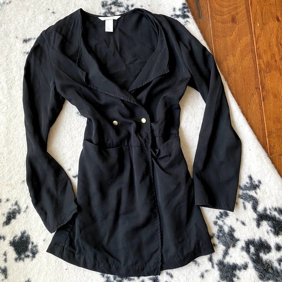Black drapey longline blazer - Picture 1 of 6